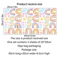 Lot de stickers muraux arc-en-ciel avec soleil et cœurs pour chambre d'enfant - 20x30cm-3 Pcs