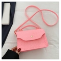 Pink diamond-woven felt crossbody bag with mini handle and magnetic gold buckle closure - Pink