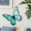 Decoración de pared mariposa azul 3D grande con patrones plateados para el hogar - Azul Lago (NH8005-NH)
