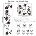Floral vine and butterfly wall stickers set with 12 pieces for home decor - 38x43cm Flower Vine and 12 Pcs 3D Butterflies (DX375-YW)