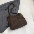 Deep brown matte tote bag featuring stylish woven double shoulder straps and large capacity - Brown