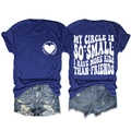Vues avant et arrière d'un t-shirt bleu à col rond avec slogan imprimé et short en jean - Bleu Vintage (Impression Blanche)