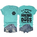 Flat lay of mint green hiking t-shirt showing front logo and back slogan with denim shorts - Deep Water Blue (Black Print)