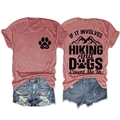 Close-up of the hiking and dog themed graphic print on the cotton t-shirt and denim shorts - Rose Gold (Black Print)