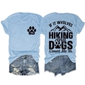 Front and back detail of light blue hiking t-shirt with mountain and dog paw print - Light Blue (Black Print)