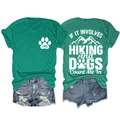 Green hiking t-shirt showing front dog paw logo and back mountain graphic print - Dark Green (White Print)