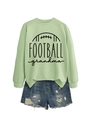 Détail de l'imprimé FOOTBALL grandma sur sweat à manches longues vert menthe - Vert Olive (Police Noire)