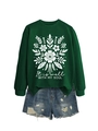 Sudadera verde oscuro con estampado floral blanco y frase It is well with my soul - S / Sudadera Verde Oscuro (Texto Blanco)