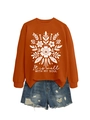 Detalle de sudadera naranja caramelo con diseño floral blanco y frase soul - S / Sudadera Naranja Quemado (Gráfico Blanco)