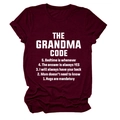 Detailed view of the burgundy cotton T-shirt with the Grandma Code print and cuffed sleeves - Wine Red (White Font)