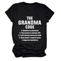 Flat lay of a black cotton crew neck tee with white The Grandma Code text rules - Black (White Font)