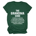 Close-up of forest green cotton t-shirt featuring white The Grandma Code text print - Vintage Green (White Font)