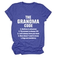 Detail of navy blue t-shirt fabric texture and white The Grandma Code printed lettering - Vintage Blue (White Font)