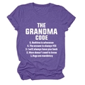 Detail of purple marl grandma code t-shirt showing printed text and fabric texture - Purple (White Font)