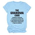 Light blue grandma code printed short sleeve casual t-shirt for women in soft cotton fabric - Light Blue (Black Font)