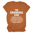 Detail of caramel cotton T-shirt featuring white The Grandma Code printed graphic - Burnt Orange (White Font)