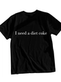 Dettaglio del morbido tessuto in cotone nero e della stampa dello slogan 'I need a diet coke' - S / Nero (Carattere Bianco)