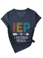 Detail of V-neck dark heather grey T-shirt featuring side knot and IEP graphic print - Navy (White Print)