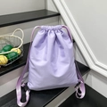 Mochila lavanda de nailon con cordón para mujer, bolsa escolar grande en escaleras negras - Morado