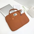 Funda marrón para portátil de 13-14 pulgadas con bolsillos dobles y tela de lona - Estilo Maletín Naranja para Portátil