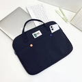 Maletín para portátil azul marino con botones naranjas y asas para 14 pulgadas - Estilo Maletín Azul para Portátil