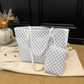 Sac fourre-tout blanc à motifs géométriques avec pochette assortie pour le quotidien - Blanc