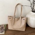 Bolso tote retro caqui de gran capacidad con correas ajustables y detalles de ojales - Caqui