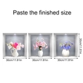 3D-muurstickerset met venstereffect en bloemenvazen voor kamerdecoratie in huis - 30*30cm