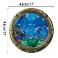 Détail du sticker mural 3D hublot de sous-marin avec dauphins et poissons, diamètre 43cm - Récif de Corail Dauphin (YY4003B)