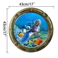 Detail of 43cm vintage submarine porthole wall sticker with mermaid and coral reef - Dreamy Mermaid (YY4003D)