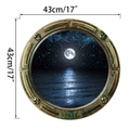 Détail du sticker mural hublot 3D avec vue sur mer au clair de lune et relief 1934 - Style Mer au Clair de Lune (YM4002)