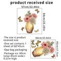 Watercolor flower vase and butterfly wall decal set with layout and finished size details - 45*60cm