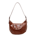 Καφέ vintage τσάντα hobo από δέρμα PU με τρουκς και ρυθμιζόμενο λουράκι για γυναίκες - Καφέ