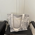 Light gray corduroy tote bag with multi-pocket design and large capacity for daily use - Light Gray