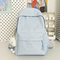 Lichtblauwe rugzak voor studenten met zilveren sterren en witte pluche hanger - Blauw (Zonder Hanger)