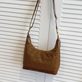 Borsa a tracolla marrone con stampa leopardata in finta pelle scamosciata e pelle - Marrone