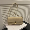 Borsa a tracolla beige con stampa leopardata e fibbia in metallo dorato lucido - Khaki Leopardato