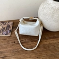 White textured leather handbag for women featuring a minimalist rectangular design - White