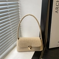 Schicke beige Umhängetasche mit Leopardenklappe und Goldverschluss für Vintage-Look - Khaki