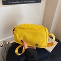 Minimalist lemon yellow nylon shoulder bag with adjustable strap for casual daily use - Yellow