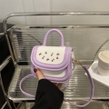 Mini borsa a tracolla per bambine color lavanda e bianco con simpatica stampa di ciliegie - Viola