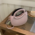 Chic lavender glitter crossbody bag with semi-circle design and metallic handle - Pink