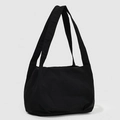 Bolso tote tipo cubo negro minimalista en tela suave con correas anchas para el hombro - Negro