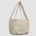 Bolso tipo cubo minimalista de nailon beige con asas anchas para uso diario - Caqui