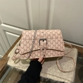 Pink crossbody bag with M-letter monogram print and silver chain strap details - Pink