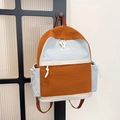 Mochila escolar de bloques de color naranja con logo LoLol y cordones laterales - Empalme Naranja Azul Blanco / Marrón