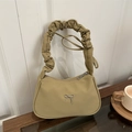 Sac à bandoulière kaki rétro avec poignée plissée et détail nœud argenté - Kaki
