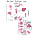 Pink marine world wall decal with turtles and jellyfish, dimensions 90cm x 72cm - 30x60cm x 2pcs