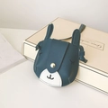 Cute dark blue dog-shaped children crossbody bag made of premium lychee grain leather - Green