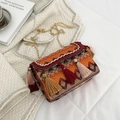 Bohemian crossbody bag with geometric patterns and fringe tassels in orange and brown tones - Vintage Ethnic (Style 3)